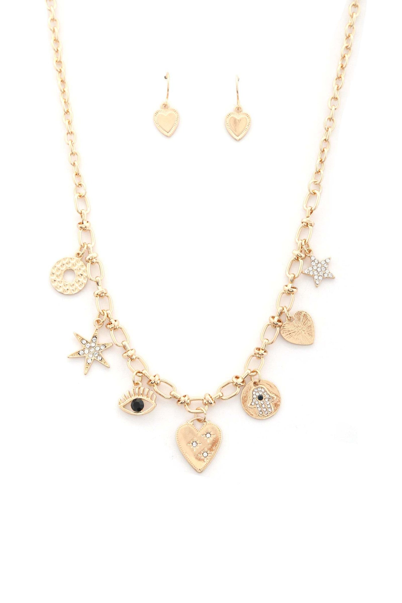 Heart and Evil Eye Necklace