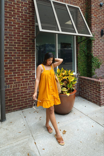 Summer Breeze Button Up Mini Dress - Southern Peach 