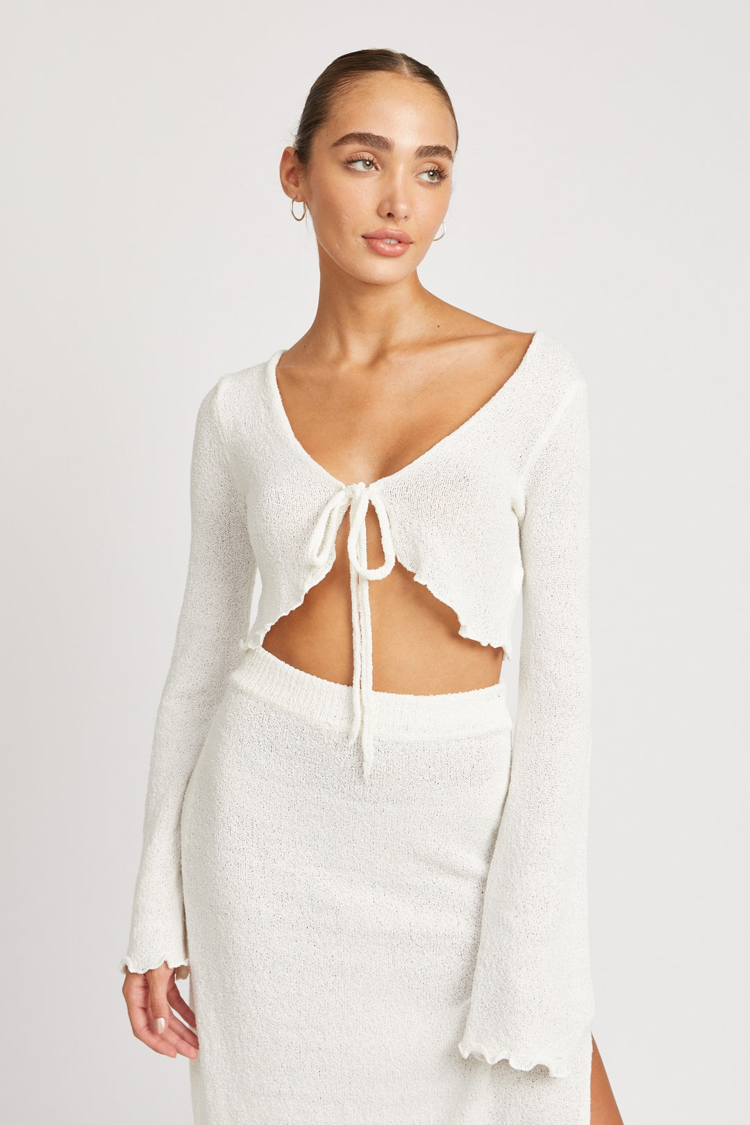 Sweet Pea Tie Front Cropped Top