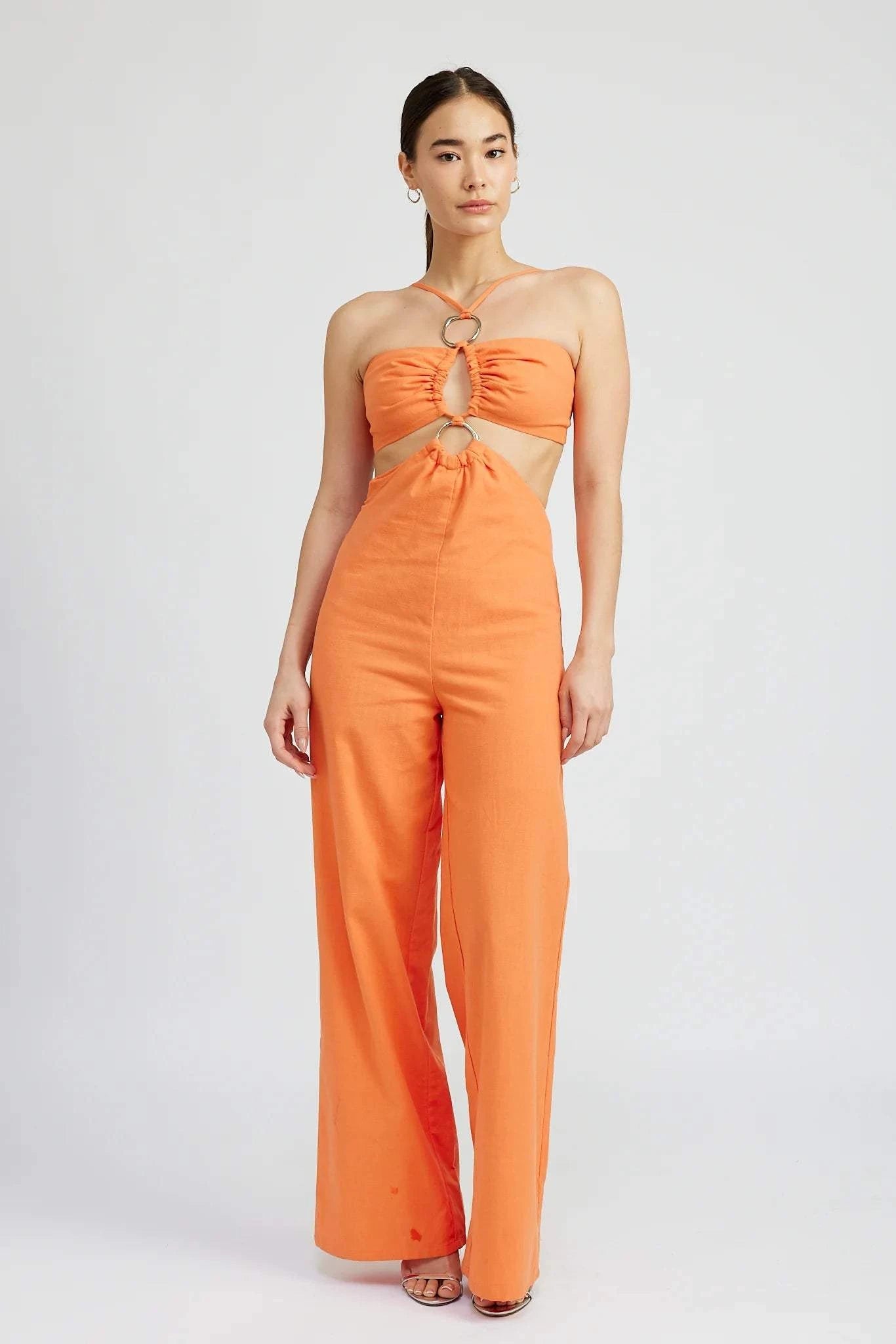 Double O Ring Cut Out JumpsuitRing CutSouthern Peach 