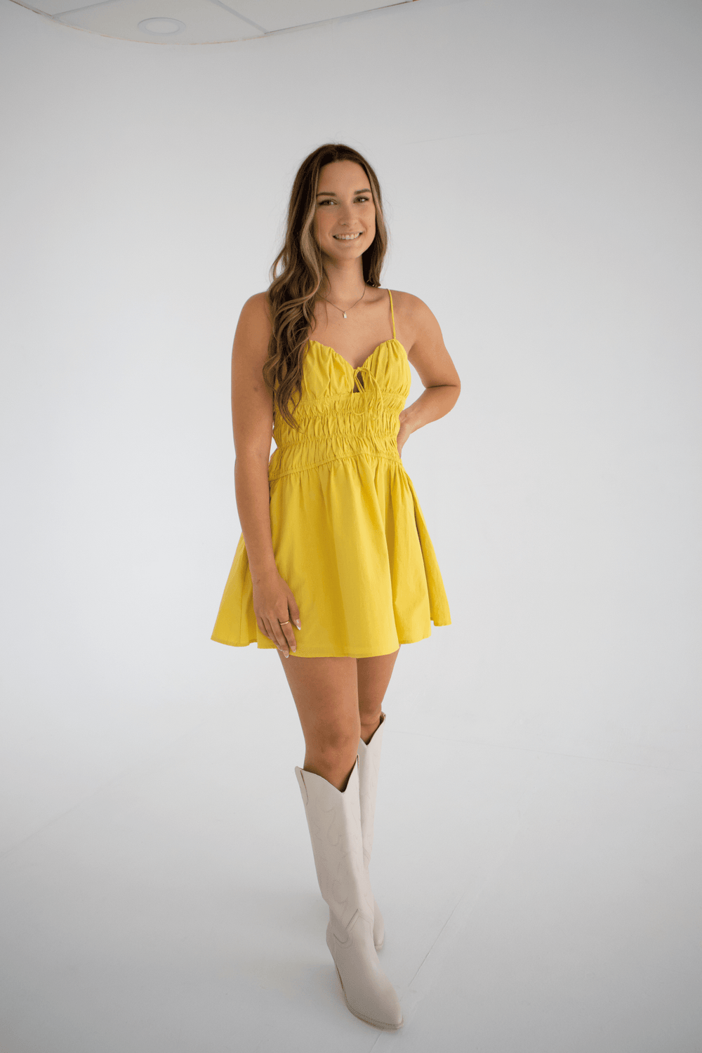 Honey Bee Mini Dress - Southern Peach - 