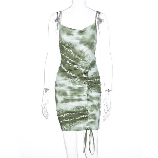 Sleeveless Bandage Tiedye Mini Dress (S-L) - Southern Peach 