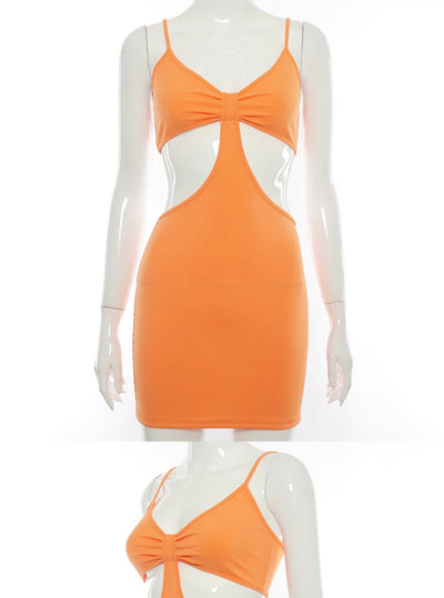 Suzie Orange Cutout Mini Dress (S-L) - Southern Peach 